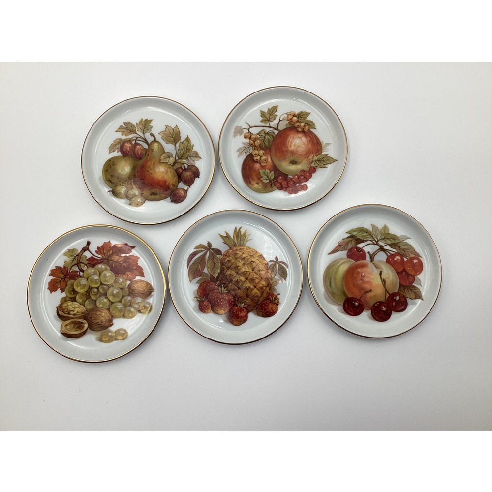Vintage Furstenberg Germany Fruit Porcelain Coasters Butter Pats Set of 5